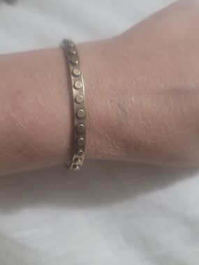 Stud-Detail Brass Women's Bangle Bracelet